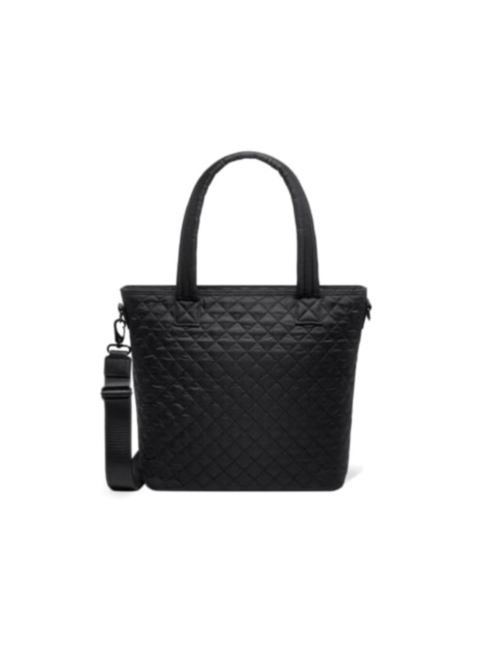 Quilted Nylon Tote Bag with Laptop Sleeve Crossbody Strap